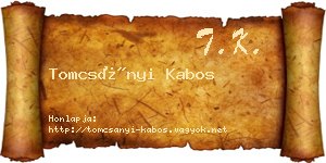 Tomcsányi Kabos névjegykártya